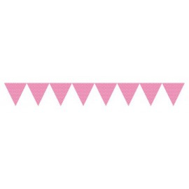 Bright Pink White Polka Dots Paper Flag Banner