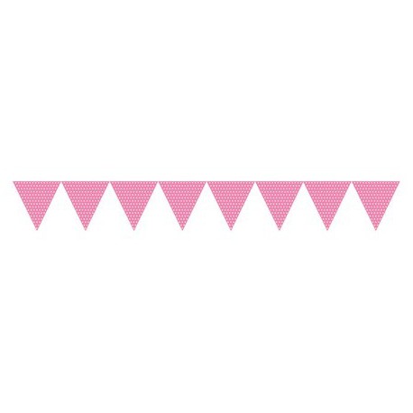 Bright Pink White Polka Dots Paper Flag Banner