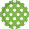 Green Dots Paper Dessert Plates