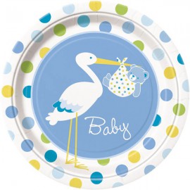 Baby Boy Stork Plates