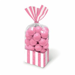 Striped Pink cellophane bags