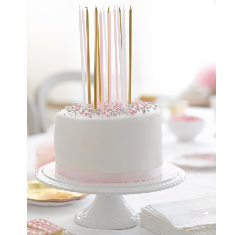 candele metalliche alte per torte di compleanno Candele lunghe e sottili per cupcake per la festa nuziale 30pcs-Gold Coriver Candele colorate di compleanno in titolari 