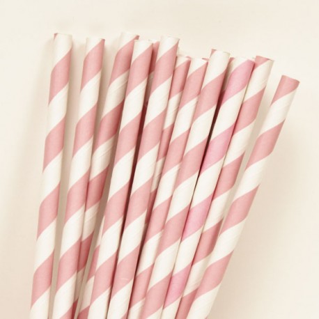 Light Pink Stripes Paper Straws