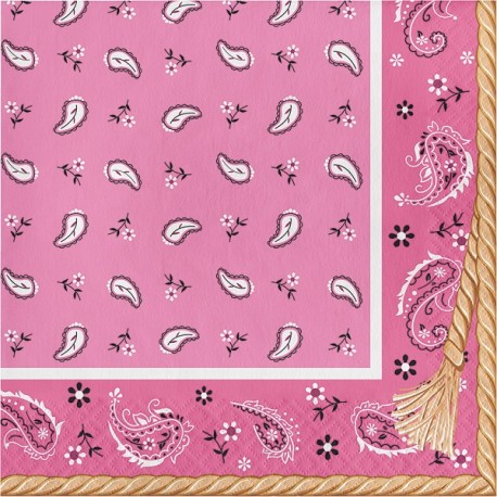 Tovaglioli Pink Bandana per festa Western Bambina