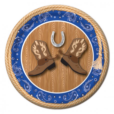 Piattini Blue Bandana per festa Western