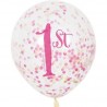 Palloncini primo compleanno bimba con coriandoli Rosa e Oro