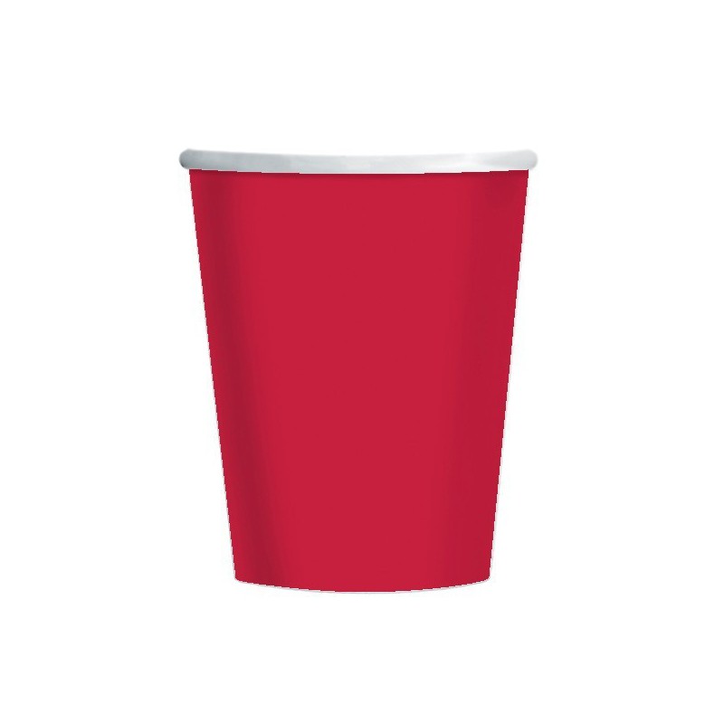 Bicchiere di Carta Senza Plastica 9 Oz/250ml Colorati Rosso Ø8,0cm (300  Pezzi)
