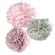 Pink and Grey Pom Poms Mixed Sizes