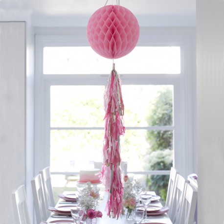 Pendente Decorazione Honeycomb e Tassel Rosa e Oro