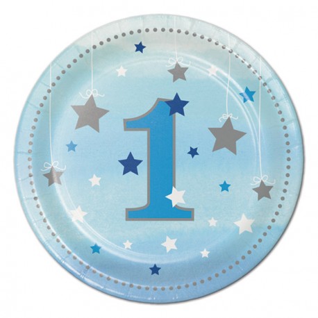 Piattini 1 Anno Bimbo Stelline Azzurro