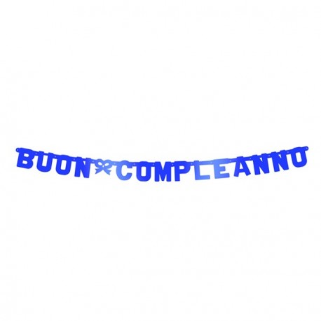 Buon Compleanno Blue Metal Banner