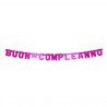 Buon Compleanno bright Pink Metal Banner