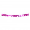 Festone scritta Buon Compleanno Fucsia Metallizzato