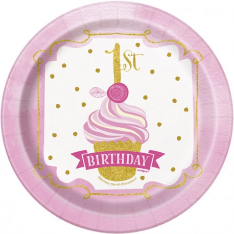 Piattini Pink and Gold per Festa Primo Compleanno Bimba