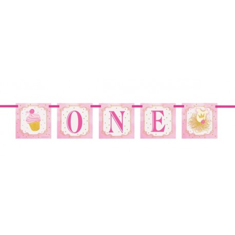 Festone  Pink and Gold "One" per Festa Primo Compleanno Bimba