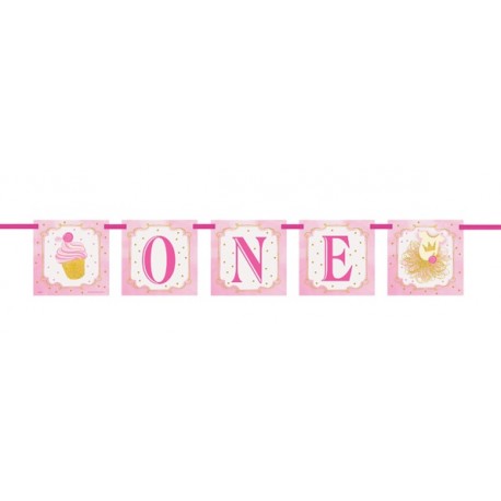 Pink and Gold "One" Banner