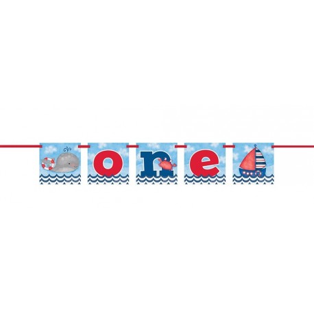 Nautical First Birthday "One" Banner