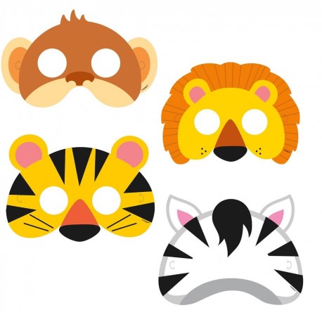 Maschere Animali Giungla 8pz