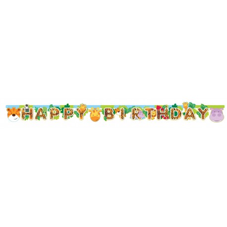 Jungle Friends Happy Birthday Banner