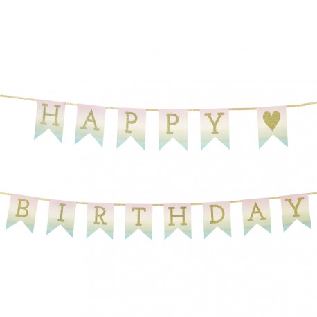 Ghirlanda bandierine Pastel Happy Birthday