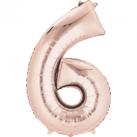 Palloncino foil gigante numero 6 Oro Rosa