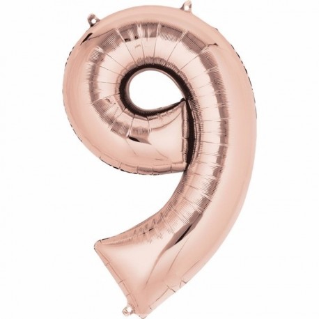 Palloncino foil gigante numero 9 Oro Rosa