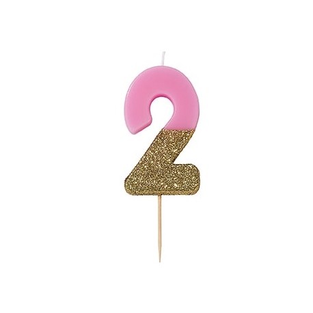 Candelina Glitter Oro 2 Anni