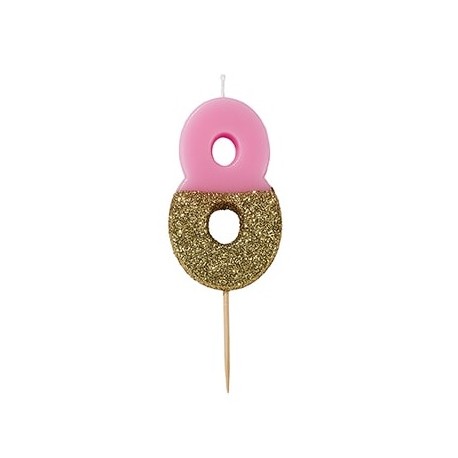 Candelina Glitter Oro 8 Anni