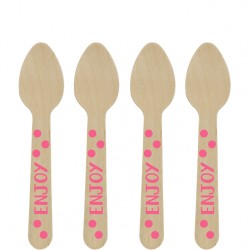 Wooden Mini Spoons Pink Dots