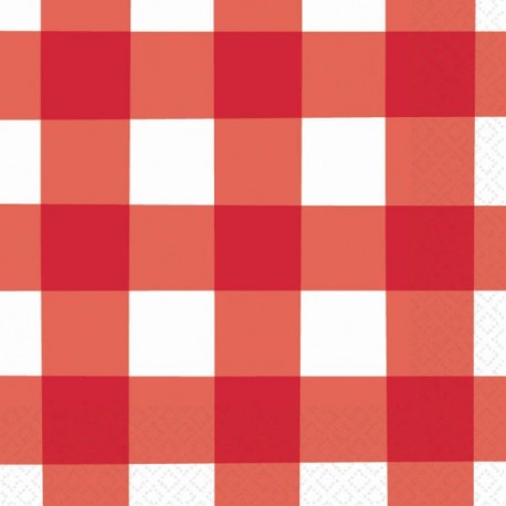 Red Gingham Lunch Napkins - Picnic Party