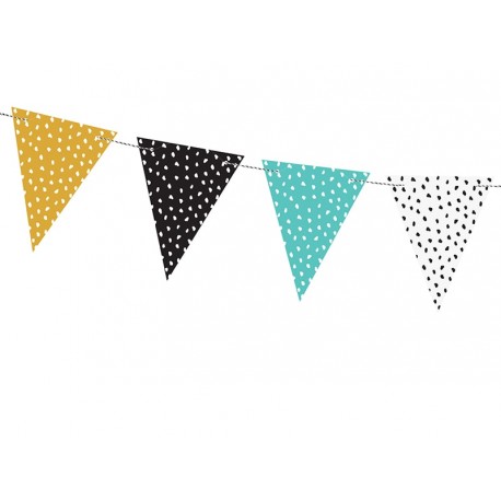 Teal, Black, Mustard and White Dots Flag Banner