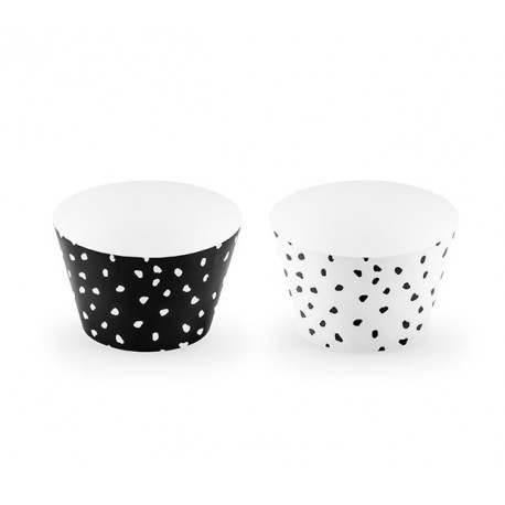 Cupcake wrappers bianco e nero a pois