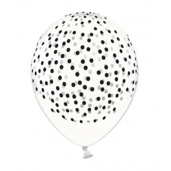 Crystal clear with black dots balloons 5pc