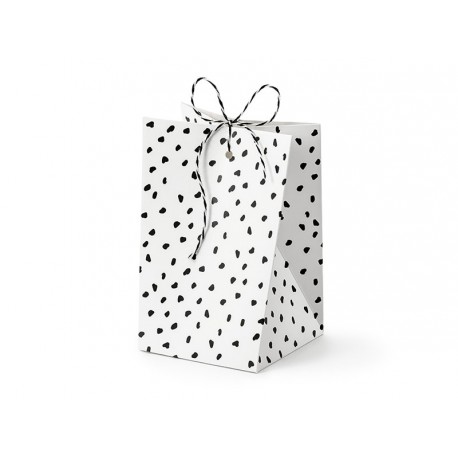 Scatolette bianche a pois neri