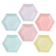 Assorted Pastel Colors Hexagonal Plates