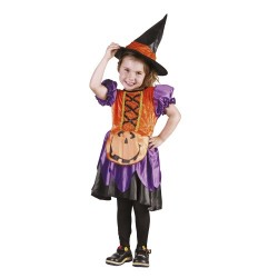 Little Witch Halloween Costume Purple and Orange 3-4 years