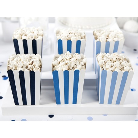 Popcorn Boxes Set Blue Stripes