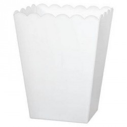 White Rectangular Scaloped plastic Candy Container