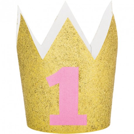 First Birthday Pink Glitter Crown