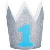First Birthday Blue Glitter Crown