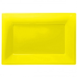 Yellow Plastic Serving Platters 3pc