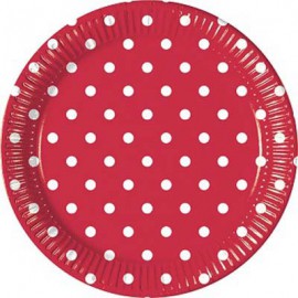 Red Dots Paper Dessert Plates