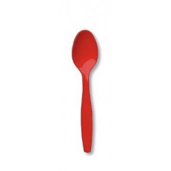Red Plastic Spoons 24pc