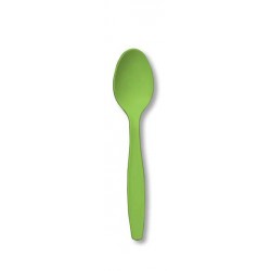 Green Plastic Dessert Spoons 24pz