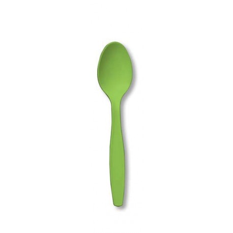 Green Plastic Dessert Spoons 24pz