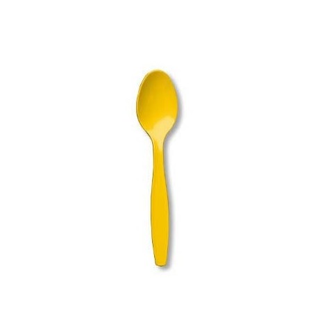 Yellow Plastic Dessert Spoons 24pc