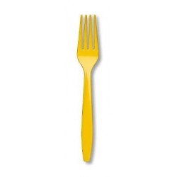 Yellow Plastic Forks 24pc