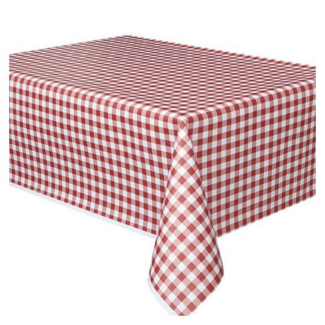 Red Gingham Plastic Tablecover