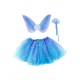 Blue Fairy Costume with skirt, wings and wand