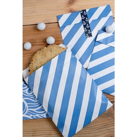 Bustine a righe Azzurro con stickers